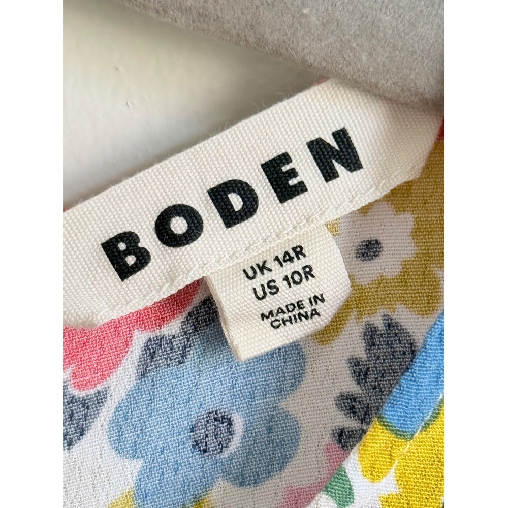 Boden Corinne Midi Dress Floral Puff Sleeve Multi Color D0493 Womens 10R - Picture 3 of 5